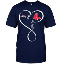 Load image into Gallery viewer, New England Patriots Boston Red Sox love heart shirt