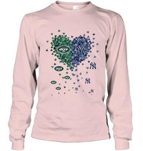 Load image into Gallery viewer, New York Jets and New York Yankees tiny hearts shaped fan shirt