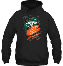 Load image into Gallery viewer, New York Jets and New York Mets layer under ripped shirt