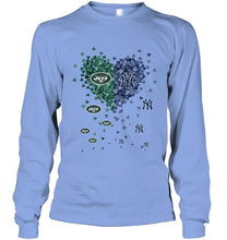 Load image into Gallery viewer, New York Jets and New York Yankees tiny hearts shaped fan shirt