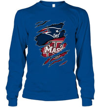 Load image into Gallery viewer, New England Patriots and UMass Minutemens layer under ripped shirt