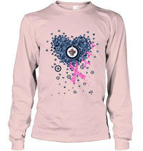 Load image into Gallery viewer, Winnipeg Jets tiny heart love shaped br east cancer shirt