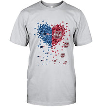 Load image into Gallery viewer, New England Patriots and UMass Minutemens tiny hearts shaped fan shirt