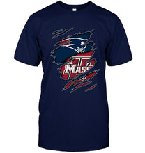 Load image into Gallery viewer, New England Patriots and UMass Minutemens layer under ripped shirt