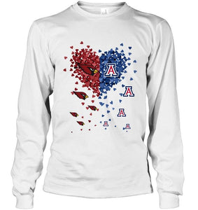 Arizona Cardinals Patriots and Arizona Wildcats tiny hearts shaped fan shirt