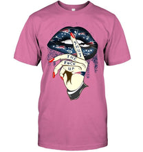Load image into Gallery viewer, Shut the f ck up sexy New England Patriots glittering lips shirt
