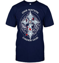Load image into Gallery viewer, One nation under god Winnipeg Jets jesus cross T Shirt