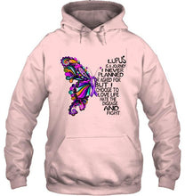Load image into Gallery viewer, Lupus journey i never planned i choose to love life hate disease &amp; fight butterfly ribbon shirt