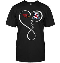 Load image into Gallery viewer, Arizona Cardinals Arizona Wildcats love heart shirt