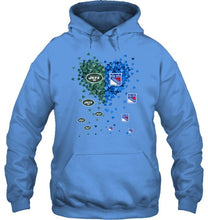 Load image into Gallery viewer, New York Jets and New York Rangers tiny hearts shaped fan shirt