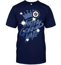 Load image into Gallery viewer, Winnipeg Jets crown haters gonna hate glitter pattern t shirt