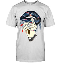 Load image into Gallery viewer, Shut the f ck up sexy New England Patriots glittering lips shirt