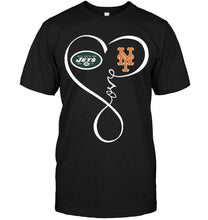 Load image into Gallery viewer, New York Jets New York Mets love heart shirt