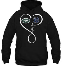 Load image into Gallery viewer, New York Jets New York Yankees love heart shirt