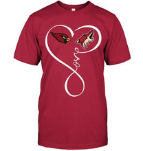 Load image into Gallery viewer, Arizona Cardinals Arizona Coyotes love heart shirt