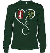 Load image into Gallery viewer, Stanford Cardinal Oakland Athletics love heart shirt