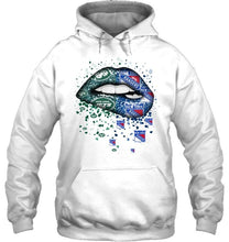 Load image into Gallery viewer, New York Jets and New York Rangers glitter pattern sexy lips t shirt