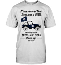 Load image into Gallery viewer, Once upon a time a girl really loved jeeps and Winnipeg Jets it was me shirt