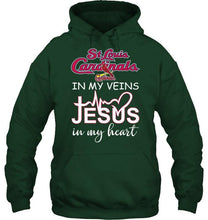Load image into Gallery viewer, St Louis Cardinals in my veins jesus in my heart shirt
