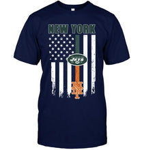 Load image into Gallery viewer, New York New York Jets New York Mets american flag shirt