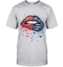 Load image into Gallery viewer, New England Patriots and Boston Red Sox glitter pattern sexy lips t shirt