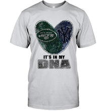 Load image into Gallery viewer, New York Jets and New York Yankees it's my dna love fingerprints shirt