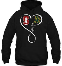 Load image into Gallery viewer, Stanford Cardinal Oakland Athletics love heart shirt