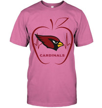 Load image into Gallery viewer, Arizona Cardinals heartbeat teacher apple shirt