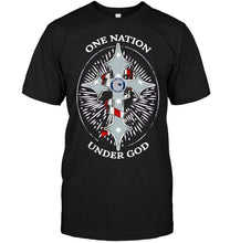 Load image into Gallery viewer, One nation under god New England Patriots jesus cross T Shirt