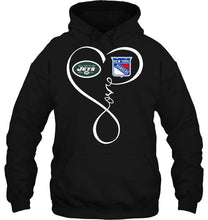 Load image into Gallery viewer, New York Jets New York Rangers love heart shirt