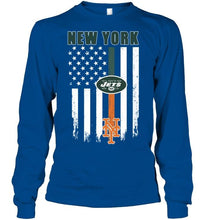 Load image into Gallery viewer, New York New York Jets New York Mets american flag shirt
