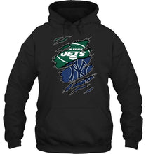 Load image into Gallery viewer, New York Jets and New York Yankees layer under ripped shirt