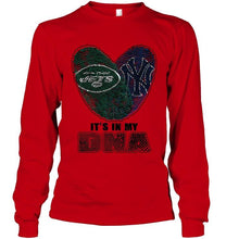 Load image into Gallery viewer, New York Jets and New York Yankees it's my dna love fingerprints shirt