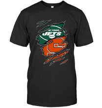 Load image into Gallery viewer, New York Jets and Syracuse Orange layer under ripped shirt