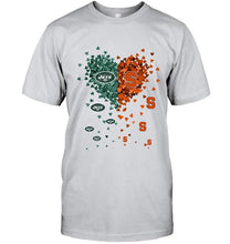 Load image into Gallery viewer, New York Jets and Syracuse Orange tiny hearts shaped fan shirt