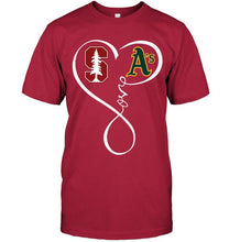 Load image into Gallery viewer, Stanford Cardinal Oakland Athletics love heart shirt