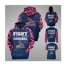 Load image into Gallery viewer, saints louis cardinals fight like a cardinal br east cancer pink panther sleeve hoodie 3d