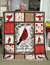 Load image into Gallery viewer, I am always with you christmas cardinals quilt blanket