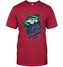 Load image into Gallery viewer, New York Jets and New York Yankees layer under ripped shirt
