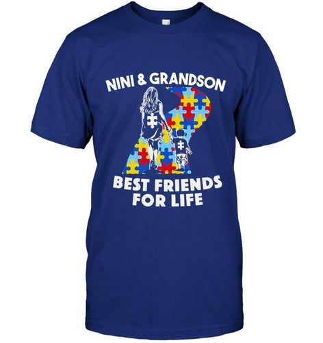 Autism nini & grandson best friends for life shirt