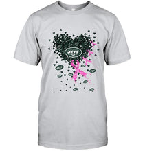 Load image into Gallery viewer, New York Jets tiny heart love shaped br east cancer shirt