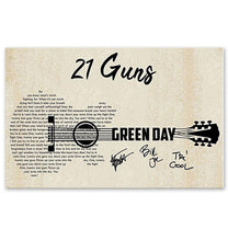 Load image into Gallery viewer, 21 guns Green day lyric guitar typography signed poster