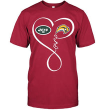 Load image into Gallery viewer, New York Jets Buffalo Sabres love heart shirt