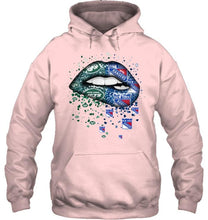 Load image into Gallery viewer, New York Jets and New York Rangers glitter pattern sexy lips t shirt