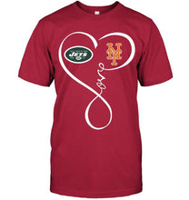 Load image into Gallery viewer, New York Jets New York Mets love heart shirt