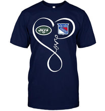 Load image into Gallery viewer, New York Jets New York Rangers love heart shirt