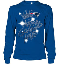 Load image into Gallery viewer, New England Patriots crown haters gonna hate glitter pattern t shirt