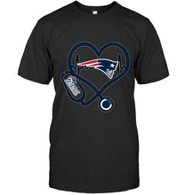 Load image into Gallery viewer, New England Patriots nurse scope love heartbeat shirt