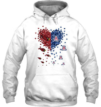 Load image into Gallery viewer, Arizona Cardinals Patriots and Arizona Wildcats tiny hearts shaped fan shirt