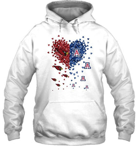 Arizona Cardinals Patriots and Arizona Wildcats tiny hearts shaped fan shirt